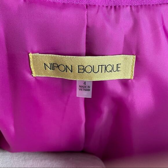 Nipon Boutique Blazer 1 Button Pockets Fuschia Pink 4 EUC - Picture 6 of 12